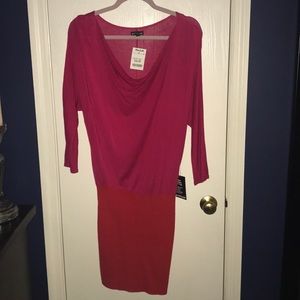 Fuchsia & red sweater dress